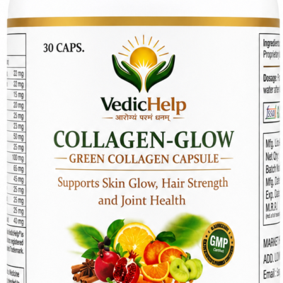 VedicHelp Collagen-Glow Green Collagen Capsule | 30 Capsules | Ayurvedic Proprietary Medicine | Plant-Based Botanical Formula for Adult Men & Women